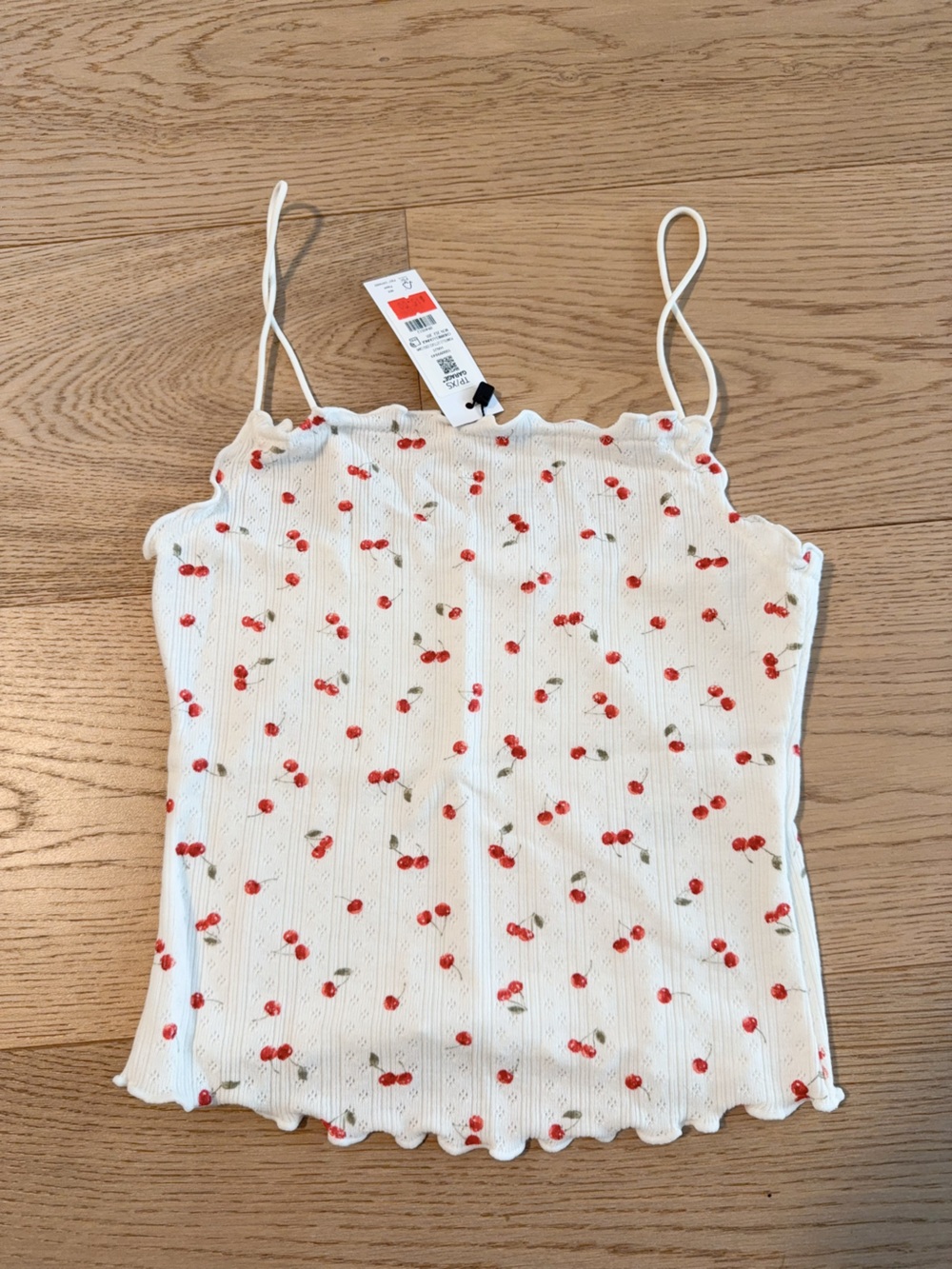 NWT 100099849 Garage pointelle lettuce edge cami cherries lounge XS